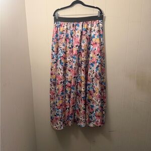 No name brand from Amazon Floral Midi Skirt - Pink & Blue Botanical Print